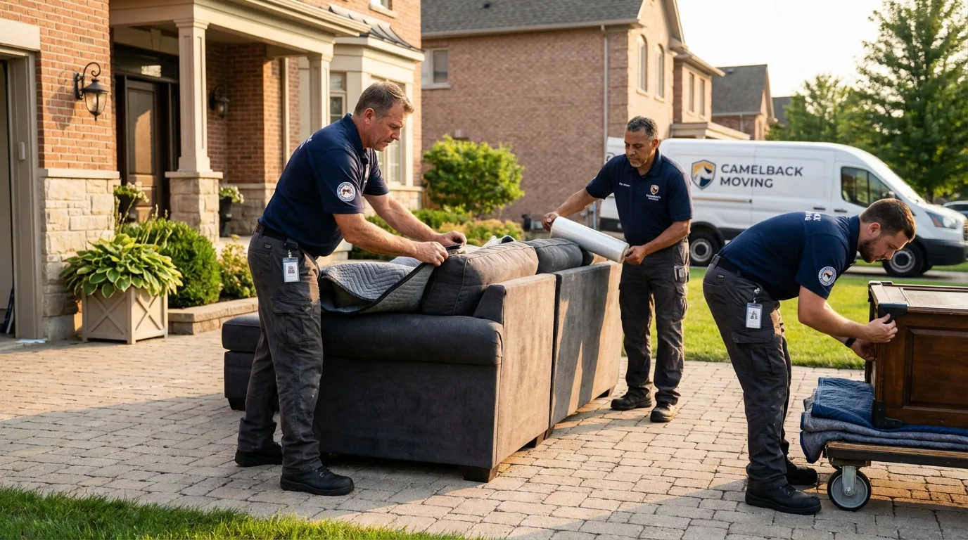 Large estate moving crew wrapping furniture in Park Forest, IL
